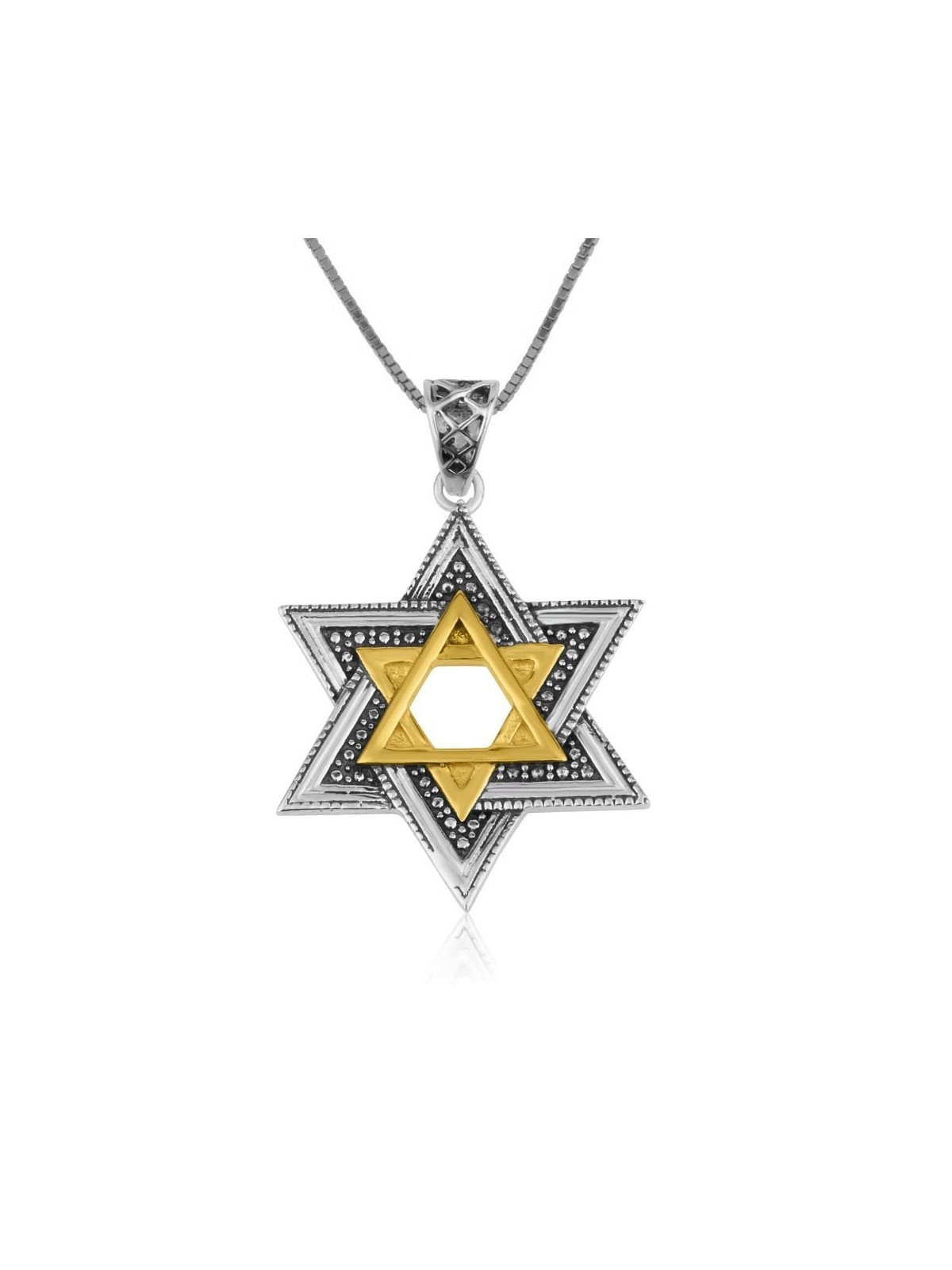 שרשרת מגן דוד מודרנית מכסף סטרלינג